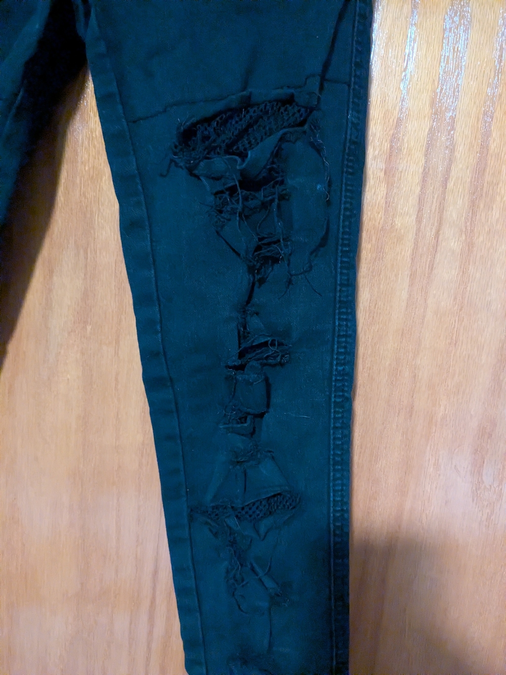 Tripp NYC Stretch Black Skinny Jeans With Torn Fishnet Detail Size 1 - Picture 4 of 7